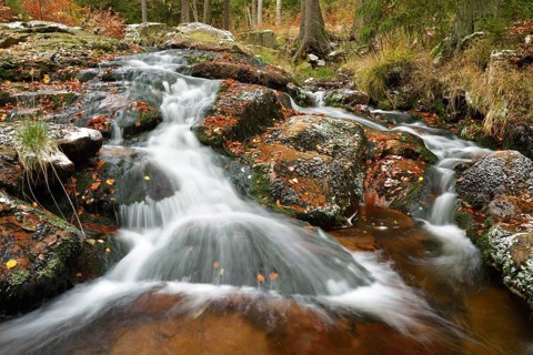 Unterer Bodefall waterfall in autumn