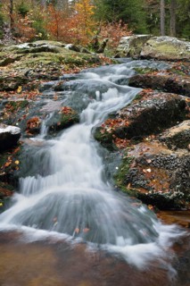 Unterer Bodefall waterfall in autumn