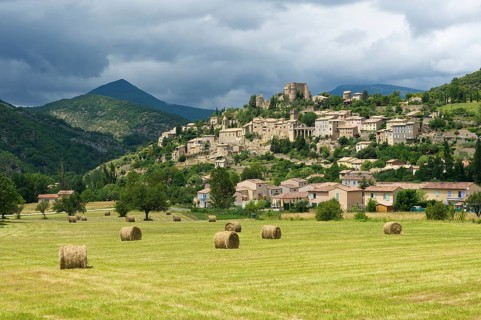 Village in a rural landscape