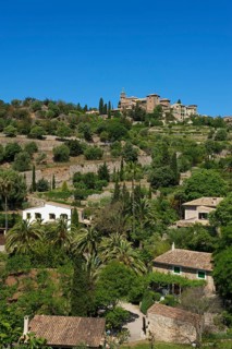 Townscape with the Charterhouse or Royal Carthusian Monastery of Valldemossa