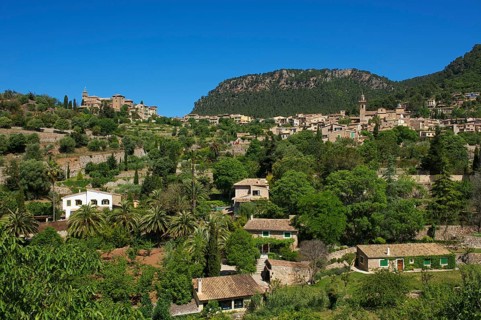Townscape with the Charterhouse or Royal Carthusian Monastery of Valldemossa
