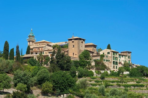 Townscape with the Charterhouse or Royal Carthusian Monastery of Valldemossa