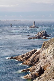 Pointe du Raz with a lighthouse