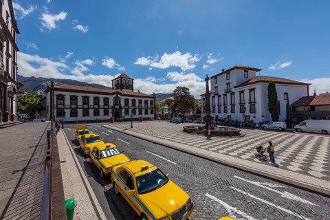 Taxis waiting at the town hall or Camara Municipal of Funchal