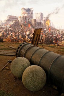 Painting of the conquest of Constantinople in 1453 by the Ottomans under Sultan Fatih Sultan Mehmed