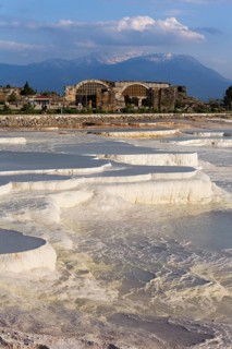 Travertine terraces of Pamukkale and Hierapolis Archeological Museum