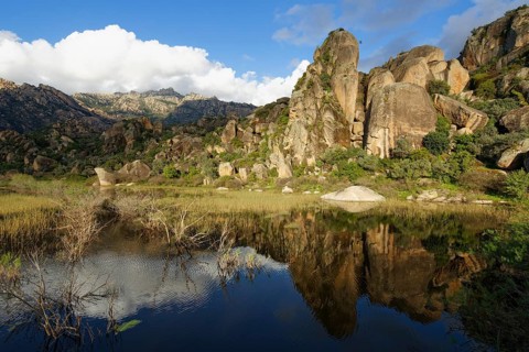 Rock formations at the lakeside