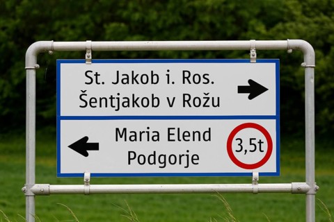 Bilingual signs in German and Slovenian