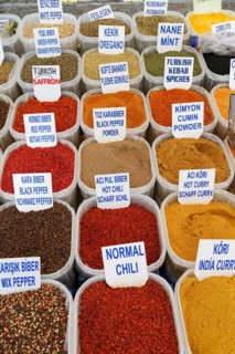 Spices for sale at a market stall