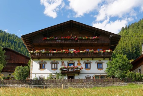 Old farmhouse with mural paintings
