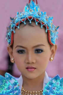 Buddhist girl dressed up to celebrate the novitiation ceremony