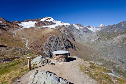 Section of the educational glacier trail at Martell Cabin in the Martell Valley