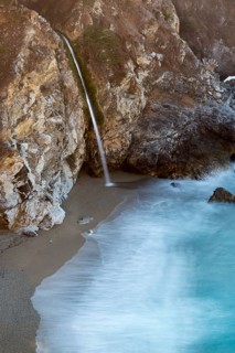 Waterfall on a beach