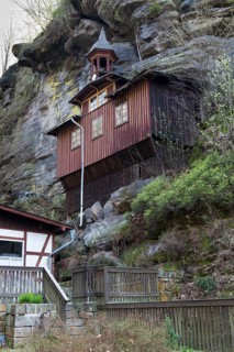 House built in the rocks