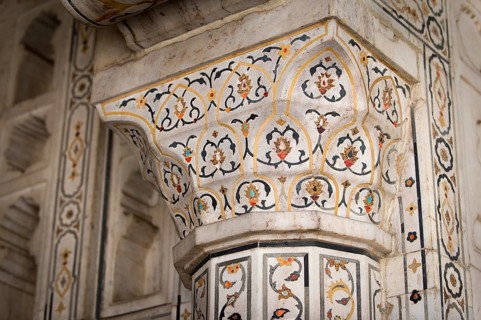 Coloured stone and glass inlays