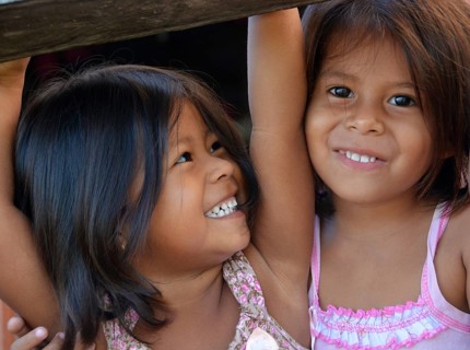Two girls in an Indian village