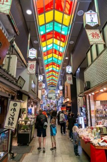 Sale of fish and seafood at the Nishiki Food Market