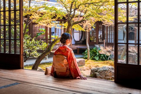 Japanese woman dressed with kimono