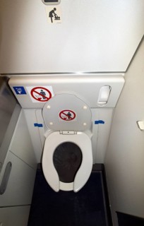 Lavatory on an airplane