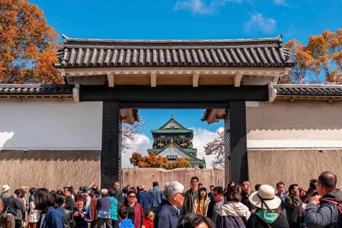 Tourists and visitors at Sakura-mon Gate
