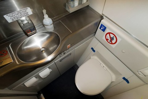 Lavatory on an airplane