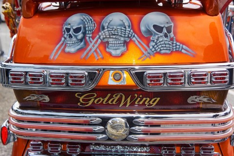 Painted trunk of a Honda Goldwing motorcycle