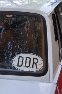 IFA Wartburg 353w car with a GDR country sign