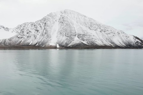 Snow-covered Smeerenburg Mountain