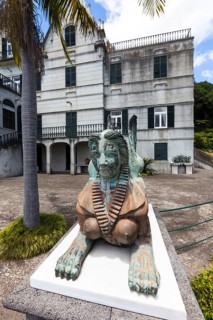 Sphinx sculpture in front of the palace