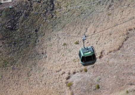 Cable car on the cliff coast of Santa Maria Madalena