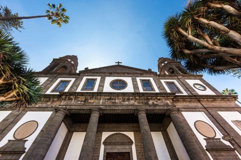 Cathedral of San Cristobal de La Laguna or Catedral de Nuestra Senora de los Remedios in the historic old town of San Cristobal de La Laguna
