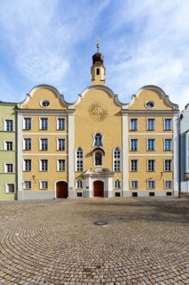 Guardian Angel Church in Burghausen on Marktplatz square