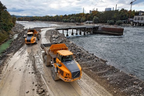 Construction site of the new hydropower plant in Rheinfelden