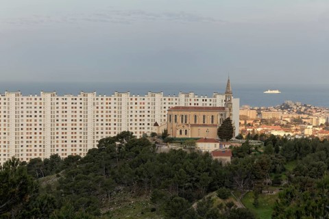 Residential block of flats of the Residence Valmante and St. Joseph's Church, Marseille