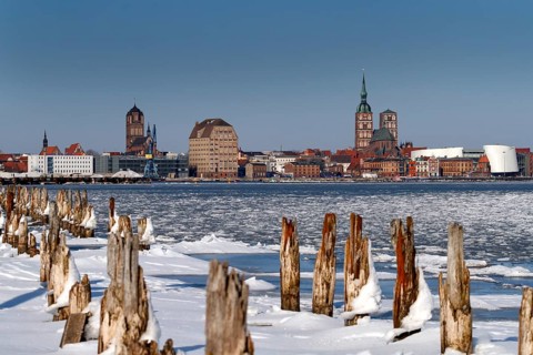 Historic centre of Stralsund in winter