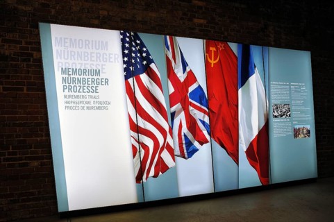 Lightboard for the Memorium Nuremberg Trials exhibition in the entrance hall of the Documentation Centre Nazi Party Rally Grounds