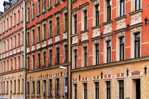 Facades of workers' dwellings from the 19th century
