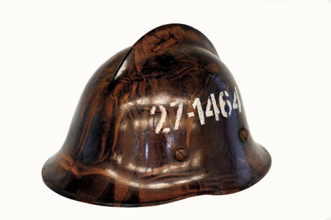 Polish firefighter's helmet made of the synthetic resin bonded paper Pertinax