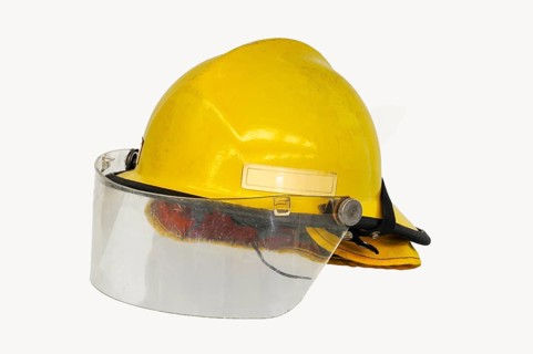 Canadian firefighter's helmet with neck protection and reflector strips