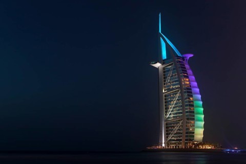 Burj al Arab Hotel at night