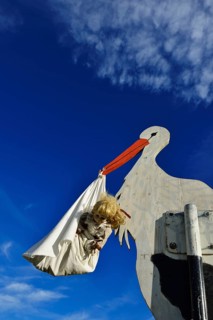 Stork bringing a baby