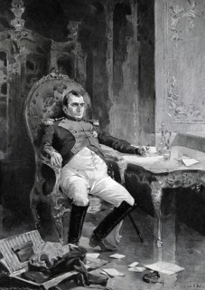 Napoleon taking poison in the Palace of Fontainebleau