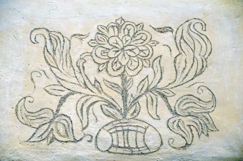 Sgraffito on a facade