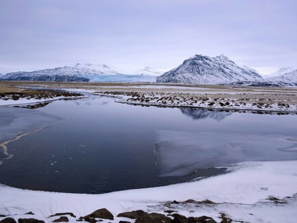 Meltwater of the Jokulsarlon glacier lagoon at the edge of the Vatnajokull Glacier