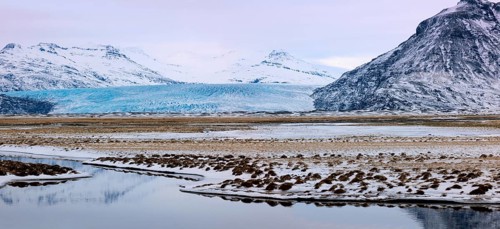 Meltwater of the Jokulsarlon glacier lagoon at the edge of the Vatnajokull Glacier