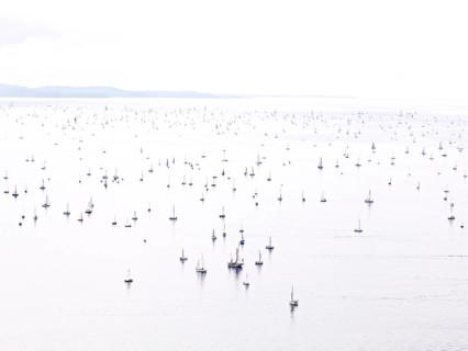 Sailing boats taking part in a historical sailing regatta