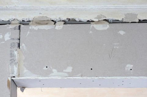 Beams covered with plasterboard sheets