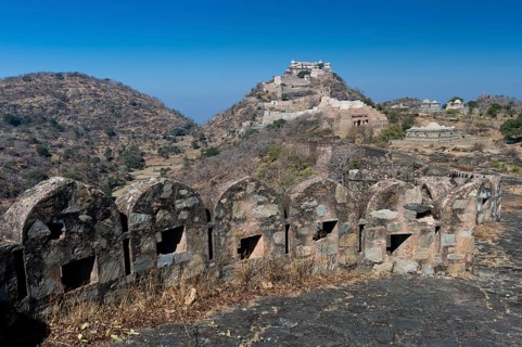 Battlements on a fortified wall
