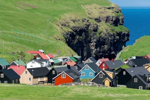 Village with typical colourful houses