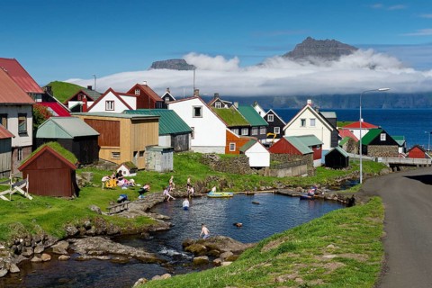 Village with typical colourful houses